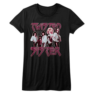 Twisted Sister-Pretty In Pink-Black Ladies S/S Tshirt - Coastline Mall