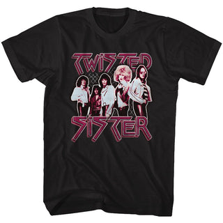 Twisted Sister-Pretty In Pink-Black Adult S/S Tshirt - Coastline Mall