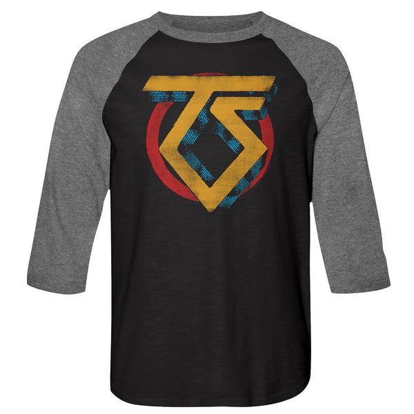 Twisted Sister-Vintage Ts Logo-Vintage Black/Premium Heather Adult 3/4 Sleeve Raglan - Coastline Mall