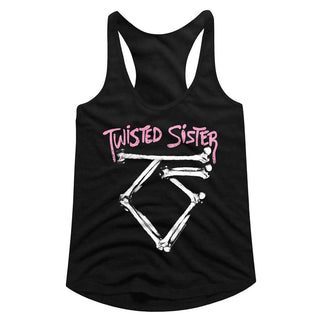Twisted Sister - Bone Logo Black Ladies Racerback Tank Top T-Shirt tee - Coastline Mall