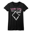 Twisted Sister - Bone Logo Black Ladies Bella Short Sleeve T-Shirt tee - Coastline Mall