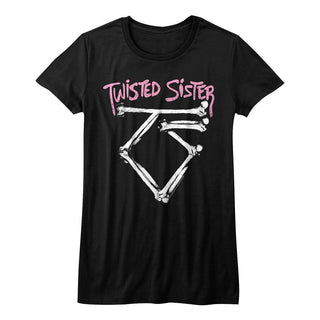 Twisted Sister - Bone Logo Black Ladies Bella Short Sleeve T-Shirt tee - Coastline Mall