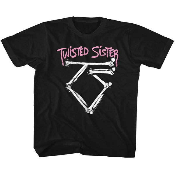Twisted Sister - Bone Logo Black Toddler-Youth Short Sleeve T-Shirt tee - Coastline Mall