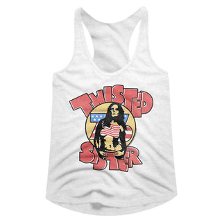 Twisted Sister-Twisted '76-White Ladies Racerback - Coastline Mall