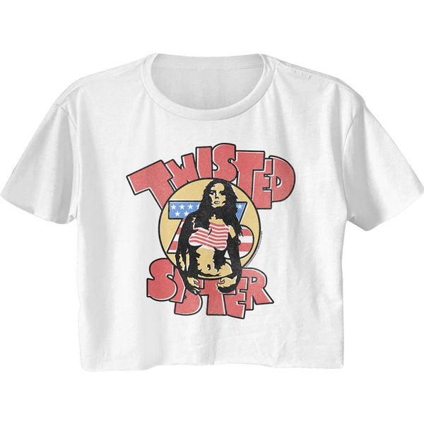 Twisted Sister-Twisted'76-White Ladies S/S Festival Cali Crop - Coastline Mall