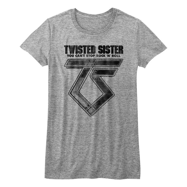 Twisted Sister - Can't Stop Rock'N'Roll Logo Athletic Heather Ladies Bella Short Sleeve T-Shirt tee - Coastline Mall