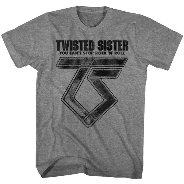 Twisted Sister-Can't Stop Rock'N'Roll-Graphite Heather Adult S/S Tshirt - Coastline Mall