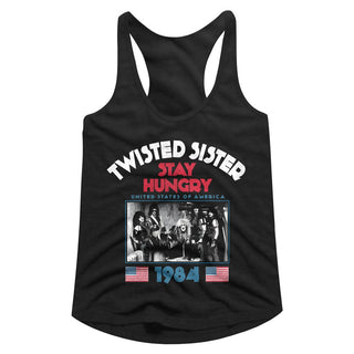 Twisted Sister-Stayhungry-Black Ladies Racerback - Coastline Mall