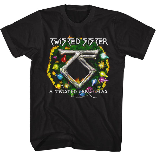 Twisted Sister - Twisted Christmas Logo Black Short Sleeve Adult T-Shirt tee - Coastline Mall