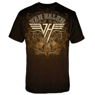 Van Halen - Rock N Roll Logo Brown Short Sleeve Adult Unisex T-Shirt tee - Coastline Mall