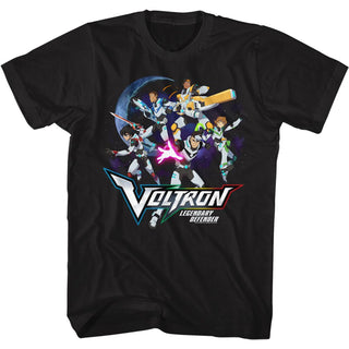 Voltron-Defender Group In Space-Black Adult S/S Tshirt - Coastline Mall