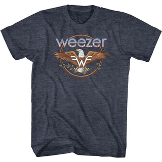 Weezer Eagle Logo Navy Blue Heather Adult Short Sleeve T-Shirt tee - Coastline Mall