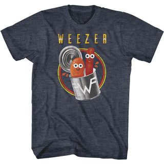 Weezer Pork And Beans Logo Navy Heather Adult Short Sleeve T-Shirt tee - Coastline Mall