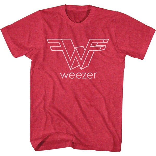 Weezer WHATA Weezer Logo Cherry Heather Adult Short Sleeve T-Shirt tee - Coastline Mall