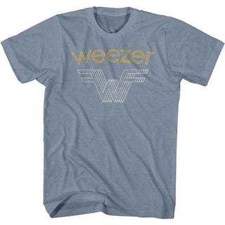 Weezer Stacked Weezer Logo Indigo Heather Adult Short Sleeve T-Shirt tee - Coastline Mall
