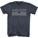 Weezer Checkered Logo Navy Blue Heather Adult Short Sleeve T-Shirt tee - Coastline Mall