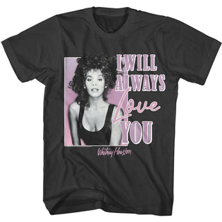 Whitney Houston - I Will Always Love You logo Smoke Short Sleeve Adult T-Shirt Officially Licensed Clothing and Apparel from Coastline Mall.