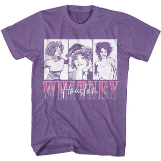 Whitney Houston - Three Rectangles logo Purple Heather Short Sleeve Adult T-Shirt Officially Licensed Clothing and Apparel from Coastline Mall.
