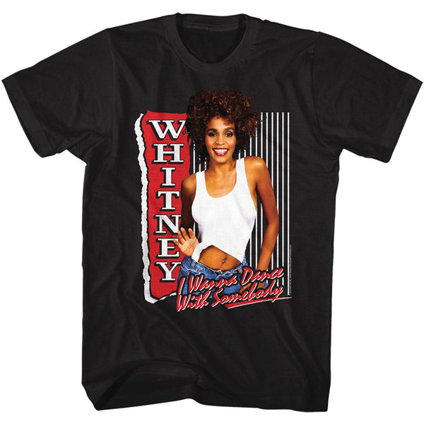 Whitney Houston - I Wanna Dance Logo Black Short Sleeve Adult T-Shirt from Coastline Mall