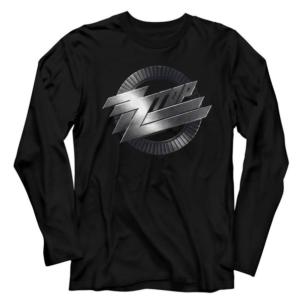 ZZ Top - Metal Logo Black Long Sleeve Adult T-Shirt tee - Coastline Mall