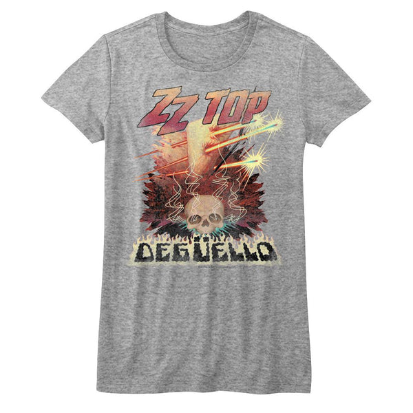 ZZ Top - Deguello Logo Athletic Heather Ladies Bella Short Sleeve T-Shirt tee - Coastline Mall