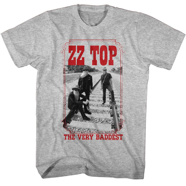 ZZ Top - Very Bad Logo Gray Heather Adult Short Sleeve T-Shirt tee - Coastline Mall
