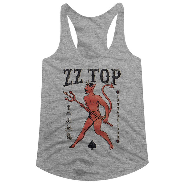 ZZ Top-Tonnage Tour-Gray Heather Ladies Racerback - Coastline Mall