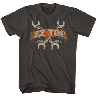 ZZ Top - Wrenches Logo Smoke Adult Short Sleeve T-Shirt tee - Coastline Mall