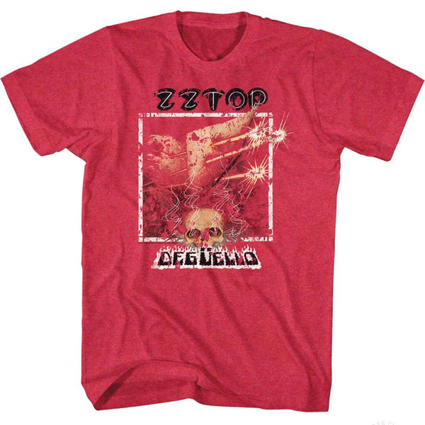 ZZ Top - Deguello Logo Cherry Heather Adult Short Sleeve T-Shirt tee - Coastline Mall