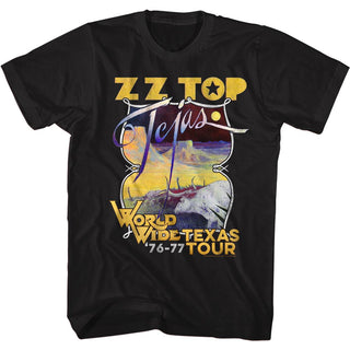 ZZ Top-Tejas Tour-Black Adult S/S Tshirt - Coastline Mall