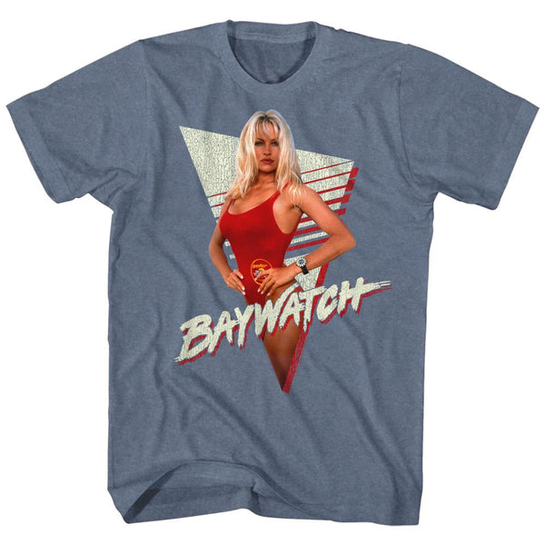 Baywatch-Trianglepam-Indigo Heather Adult S/S Tshirt - Coastline Mall